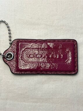 Coach Patent Leather Magenta Hang Tag with Ball Chain